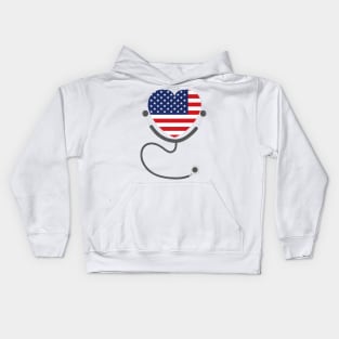 USA Flag Registered Nurse USA Flag T-Shirt 4th July Nursing Kids Hoodie